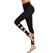 Produktbild Hunpta Frauen Sport Gym Yoga Workout beschnitten Leggings Fitness Lounge Sporthose (M, Schwarz)