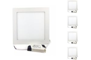 Spot LED Encastrable Carré BLANC 18W (Pack de 5) - Blanc Froid 6000K - 8000K - SILAMP