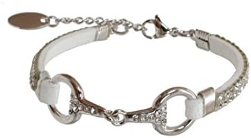 Lilo Steel Horse Bridle Snaffle Bracelet, Equestrian Pony Horse, Rhinestone, Size 14/17 cm, Christmas Gift white