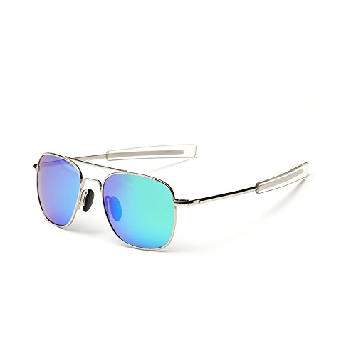 Preisvergleich Produktbild WELUK Herren Aviator Sonnenbrille Polarisierte Verspiegelt Eckig 55mm UV400 Schutz