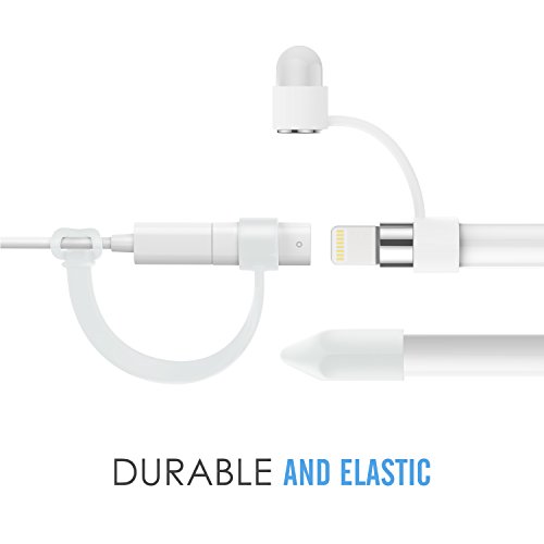 MoKo Apple Pencil Stift Kappehalter – Premium soft Silikon Schutzkappe/ Schreibfeder-Abdeckung/ Halterung / mit Spitzen Ersatzspitzen Halter für Apple iPad Pro Pencil, Götterspeise Transparent - 6