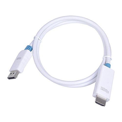 MutecPower 1 meter DisplayPort (DP) männlich auf HDMI männlich Kabel – 4K Ultra HD – Weiß – 1m +Mit 3 Kabelbinder - 2