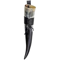 Wikinger Trinkhorn 0,7l Mit Echtleder-Gürtelhalter – Mittelalter Methorn, LARP, Geschliffen & Versiegelt