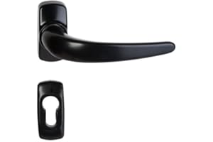 Paire de Poignées de Porte sur Rosaces KLOSE besser " STELLUS " + 2 Rosaces Trous Cylindres Noires