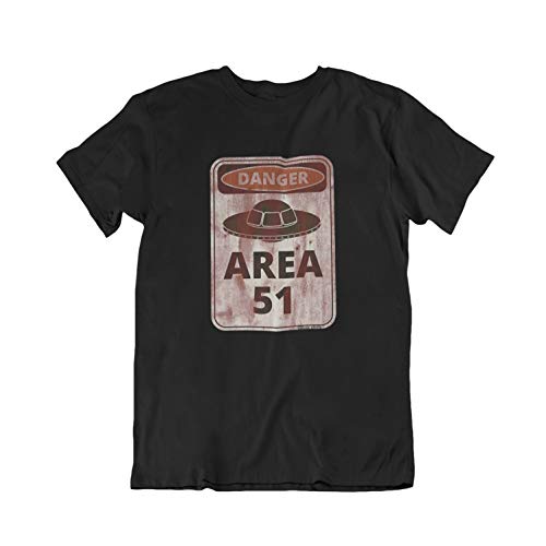 Buzz Shirts Hombres y Damas Danger Area 51 Aliens T-Shirt Mens Ladies Unisex Fit Flying Saucer Funny