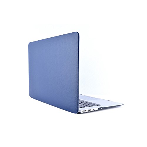 Macbook Air 11 Hülle Case Tastaturschutzfolie Displayschutzfolie 3 in 1 Kit, TECOOL [Ultra Dünn Serien] Leder Hartschale Schutzhülle Case für MacBook Air 11.6 Zoll Modell: A1370 und A1465 – Dunkelblau - 2