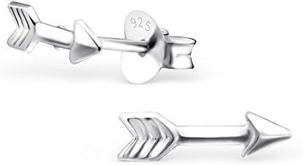 Si Si Select - Quality 925 Sterling Silver Earrings- Small Arrow Studs 10 x 3mm - Free Gift Box