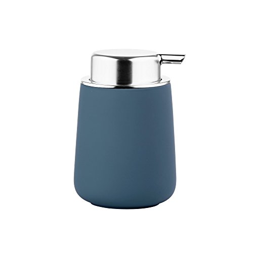 ZONE Seifenpumpe NOVA, Porzellan mit Soft-Touch, azure blue - silber, ca.12,7 cm H