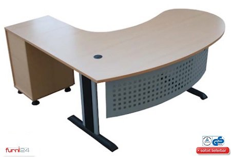 Preisvergleich Produktbild Schreibtisch Büroschreibtisch Schreibtisch Computertisch Chefschreibtisch Winkelschreibtisch inkl. Beistellcontainer "Gela" rechts gewinkelt **simple Montage**