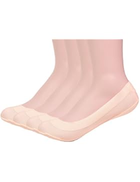 JARSEEN Damen Füßlinge Unsichtbare Ballerina Nylon Socken mit Rutschfest Silikon(4Paar ein Pack)