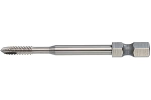 VÖLKEL HexDrive - Maschio per filettatura a macchina (attacco esagonale) 1/4", HSS-E, M4, DIN371, forma B, filettatura metrica, foro passante in acciaio inox, filettatura filettatrice