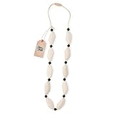 Fox & Finn 'Sophia' Silicone Teething Necklace for Babies | Safety Knotted Silk Rope | Does Not Pull Out Hair | 14 Inch Drop (coconut)