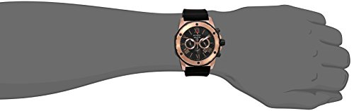 Bulova Men's Designer Chronograph Watch Rubber Strap - Water Resistant Rose Gold Marine Star 98B104