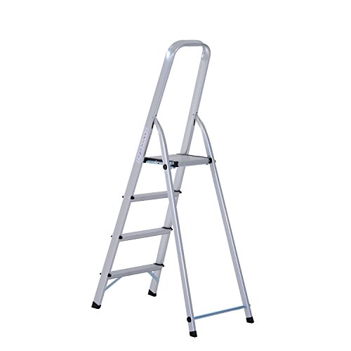 Homcom® Stehleiter Aluleiter Klapptritt Trittleiter Haushaltsleiter Leiter Stufenleiter 4 – 5 Stufen (4 Stufen) - 4
