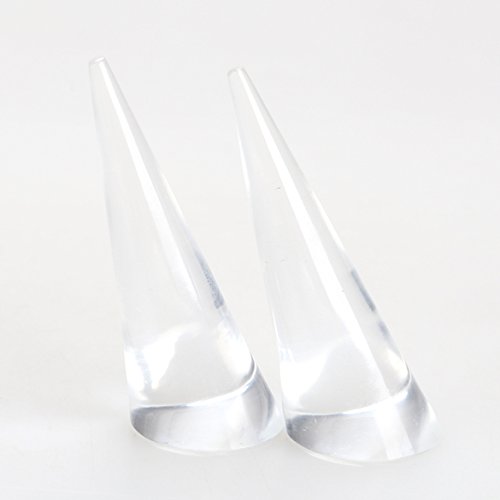 Tenflyer - Confezione da 2 gioielli anello display del supporto a forma di cono in acrilico trasparente