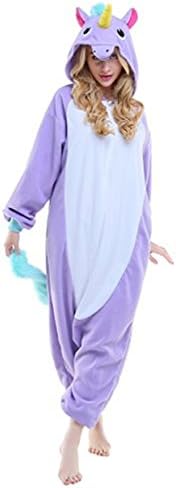 Unisex Cosplay Pyjamas Costume Kigurumi Onesies Animal Fancy Dress M fit for Height 155-165CM (61"-65") Purple Unicorn