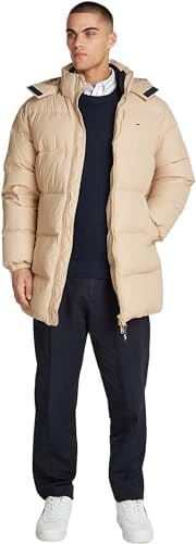 Tommy Jeans Uomo Piumino Essential Down Parka con Cappuccio, Beige (Gentle Gold), M