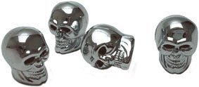 Preisvergleich Produktbild 4 Ventilkappen Totenkopf Auto PKW Motorrad chrom silber Ventilverschlüsse Caps