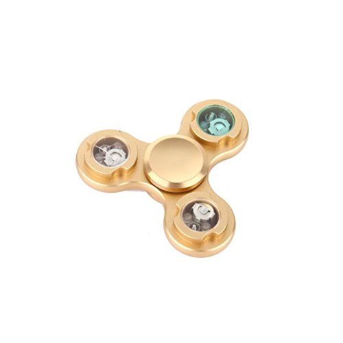Glowing Hand Spinner,Omiky Copper Alloy Tri Fidget Spinner Finger Gyro Toy for SBDX ADD ADHD Anxiety Autism Suffers (Gold)