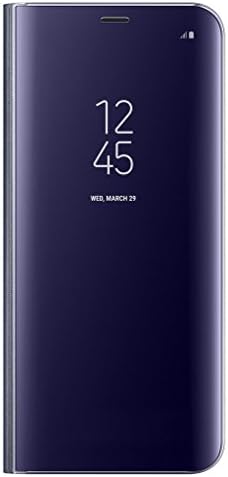 EMSMIL Mirror Translucent Smart Clear View Flip Folio Hard Back Anti-Scratch Standing Case Cover with Auto ON/OFF Function for Samsung Galaxy S8 Plus Purple