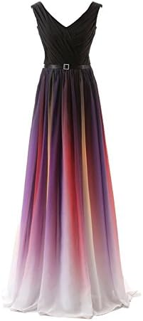 Angelbridal Women's Chiffon Formal Prom Dresses Long Evening Maxi Dress Black and Purple 12