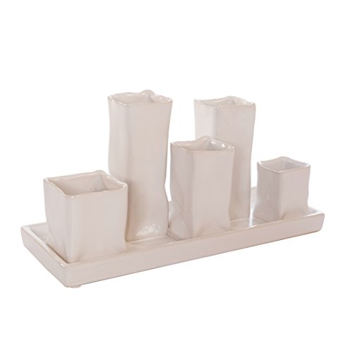 Keramikvasenset Blumenvase Keramikvasen weiß Vase Blumen Pflanzen Keramik Set Deko Dekoration 1 Set - 2