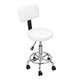 Salon Stool Bar Swivel Chair with Back Rest Hydraulic Lift Spa Beauty Massage White