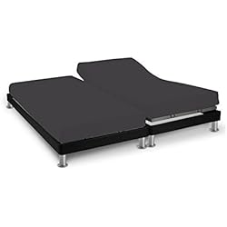 Soleil d'Ocre 617826 Drap Housse Double pour Sommier Articulé Coton 57 Fils Uni, Gris, 2x80x200