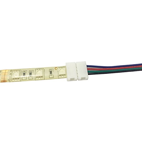 LitaElek 10x RGB 5050 Schnellverbinder 10mm Breit 4 polig Verbindungskabel Anschlusskabel LED Stripe Verbinder Adapter für SMD 5050 RGB LED Streifen zu RGB 3528 2835 LED Streifen, zu DC Stromversorgung, zu LED Controller-17cm, Ohne Löten - 7