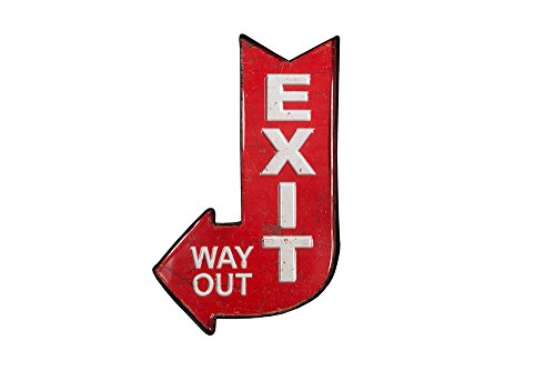Stylisches Metall Schild EXIT WAY OUT 40 cm rot links Retro-Look Metallschild Dekoration Wanddekoration Retroschild Accessoire Wegweiser - 5