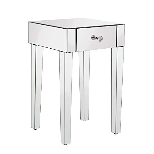 PanaCasa - (1 x Paquete Mesilla de Noche Cajoneras Espejos Cristal para Dormitorio Cabecera