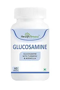 HealthAmour Glucosamine with Turmeric and Boswellia Tablets For Cartilage, Joint and Bone Health (60 Tablets/Pack)