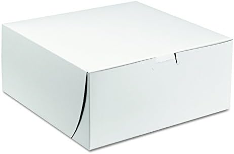 Southern Champion Tray 0961 Premium Clay Coated Kraft Paperboard White Non-Window Lock Corner Bakery Box, 9" Length x 9" Width x 4" Height (Case of 200)