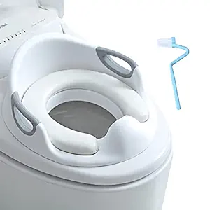 MonB?b? Baby Potty Training Seat Cushioned Baby Potty Seat with Toilet Brush High Back Toilet Seat for Toddlers (With 1 Cushion)