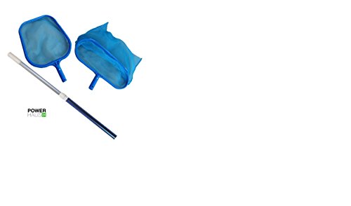 POWERHAUS24 - Teichkescher Set - Laub- und Bodenkescher plus Alu Teleskopstange Ø 3cm - zweiteilig - Stange ausziehbar bis ca.120cm - sehr stabile Ausführung - Top Qualität!