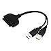Produktbild Busirde 22 Pin SATA zu USB 3.0 Adapter-Kabel für 2,5-Zoll-SATA-Festplatte Kompatibel mit Windows 10/8/7 schwarz 9 * 33 * 49mm