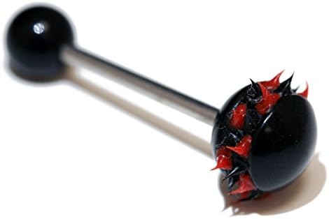Tongue piercing titanium and Silicone Koosh spikey-noir