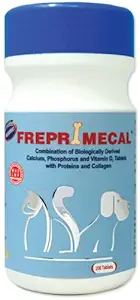 FREPRIMECAL Calcium Tablets for Dogs, Puppies, Cats & Kittens | Pack of 2 (200 Tablets Each) | Combination of Natural Calcium, Phosphorus & Vitamin D3 with Proteins and Collagen