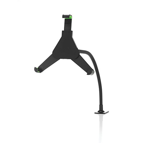 deleyCON HQ Universal Tablet Halterung flexibel einstellbar / Tischbefestigung / Metall – von 8,9 bis 10,4 Zoll (nicht breiter als 245mm) – Winkel verstellbar für iPad / Galaxy Tab usw – mit & ohne Case nutzbar Schwarz - 8