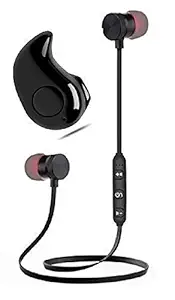 Haryani's Combo of Neckband Magnetic Wireless Bluetooth Earphone with Mic & S530 Mini Bluetooth Earphone with Mic, Noise Cancellation Headset for All Latest Smartphone & iOS Devices