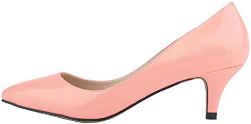 HOOH Women's Pointed-Toe Slip Candy Color Kitten Work Pump-pink-37