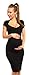 Happy Mama Women's Pregnancy Maternity Summer Stretch Bodycon Jersey Dress 205 (UK 16, Black)