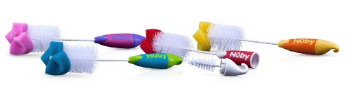 Preisvergleich Produktbild Nuby 055401 Flaschenbürste mit Schwamm für Fläschchen / Sauger, mehrfarbig