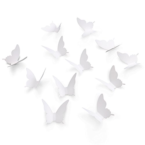 Luxbon 100er Set 3D Schmetterlinge Kinderzimmer Wandtattoo Wanddekoration Wandaufkleber Sticker zum Kleben Weiß - 6