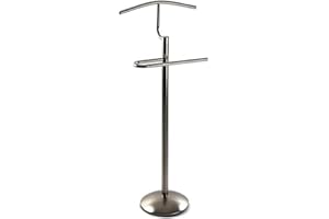 Versa Oakley Multifunctional Valet stand with 2 Hangers or Hangers for Men's or Women's Clothes. Ideal for bedroom and dressing room, Measurements (H x L x W) 112 x 28 x 40 cm, Metal, Colour Silver