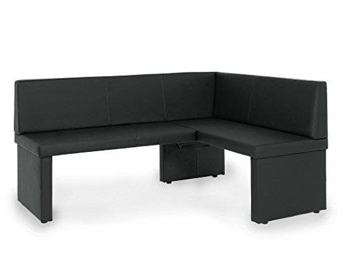 Eckbank Taibor 168x128x84cm schwarz kurzer Schenkel rechts Polsterbank Polsterecke Bank Kunstleder