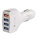 Price comparison product image Tecnan 4 x USB Ports Car Charger 35 W Qualcomm Quick Charge QC 3.0 Adapter Quick Charger Car Adapter For Samsung S8 S9 Iphone 7 8 Plus, Huawei Xperia [weiss]