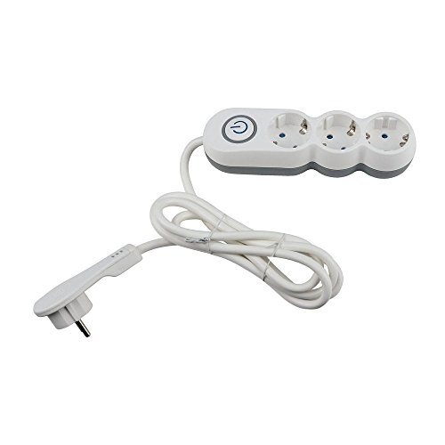 Preisvergleich Produktbild Heitronic Tischsteckdose, abschaltbar, weiß, 1,5m Anschlusskabel mit Flachstecker, 3-fach