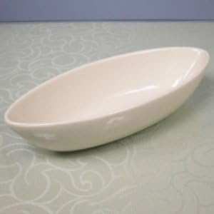 Oval Ceramic Display Bowl With Felt Protectors Underneath - Quality Interior Gifts (Cream Glazed)