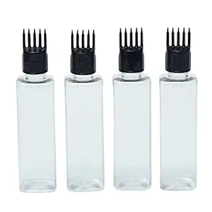 Hair Root Applicator Bottle with comb cap for applying Hair Oil,Shampoo,Medicine (100 ml pack of 4)